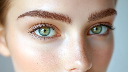Naklejka premium Girl with green eyes, face care concept