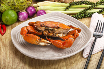 Delicous luxury steamed red crab
