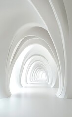 Obraz premium white tunnel with symmetrical arches, minimalist photography, simple background