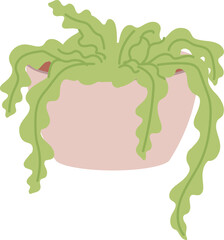 Flowerpot with growing fern plant. Greenhouse flora icon