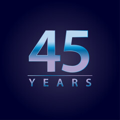 45 years blue and pink gradient for celebration, events, anniversary