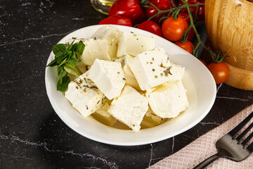 Greek traditional Feta cheese cubes