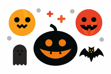 Halloween emoji icons set. This vibrant set of icons captures the spooky spirit of halloween with its depiction of traditional symbols and characters