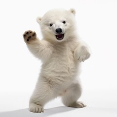 Obraz premium Happy smiling dancingbaby polar bear mammal animal white.