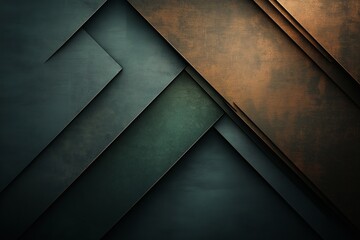 Obraz premium Abstract background featuring smooth geometric shapes in muted green and bronze gradients with a modern design