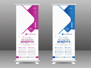 banner with multiple trendy gradient colors design vector bundle templateModern creative corporate business standee rollup pullup.