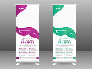 banner with multiple trendy gradient colors design vector bundle templateModern creative corporate business standee rollup pullup.