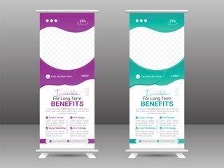 banner with multiple trendy gradient colors design vector bundle templateModern creative corporate business standee rollup pullup.