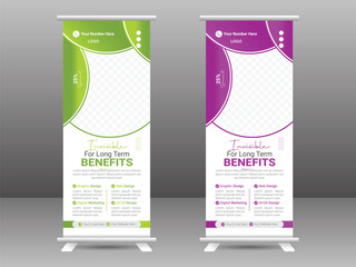 banner with multiple trendy gradient colors design vector bundle templateModern creative corporate business standee rollup pullup.