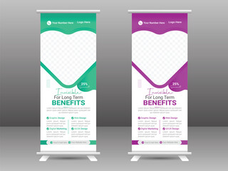 banner with multiple trendy gradient colors design vector bundle templateModern creative corporate business standee rollup pullup.
