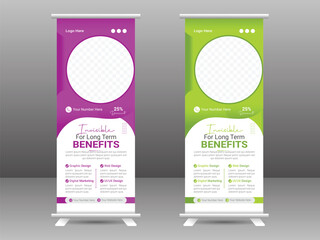 banner with multiple trendy gradient colors design vector bundle templateModern creative corporate business standee rollup pullup.