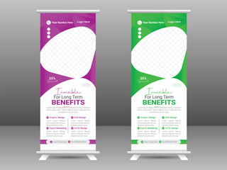 banner with multiple trendy gradient colors design vector bundle templateModern creative corporate business standee rollup pullup.