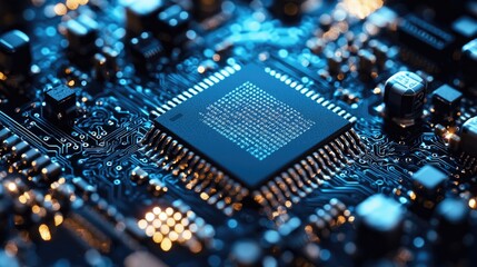 Close-up of a Microchip on a Circuit Board