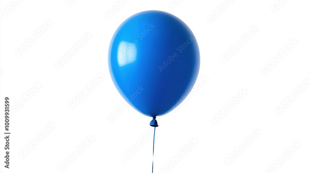 Canvas Prints   A blue balloon floats in the air, connected by strings to both its tail and the ground