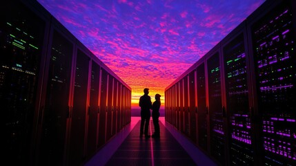 A focused IT technician conducting maintenance checks on server hardware in a data center