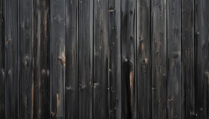 Fototapeta premium Close-up of a black wooden wall with vertical planks.