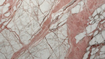 Fototapeta premium close up view of an abstract textured marble background in pink and white hues with seamless random waves and curves 