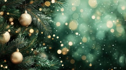 A Christmas tree with a gold ornament hanging from it