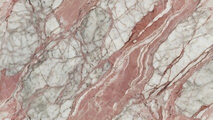 Fototapeta premium close up view of an abstract textured marble background in pink and white hues with seamless random waves and curves 