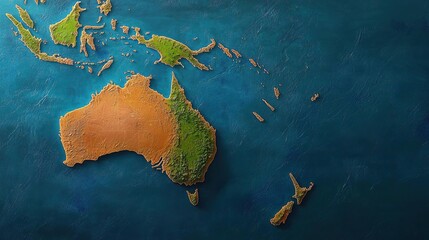 Australia - High resolution physical map, showcasing the continent's geography and features.