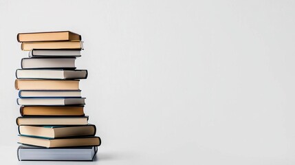 A stack of books presented against a white background, emphasizing knowledge and learning.