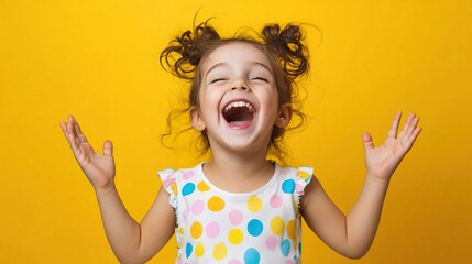 detailed photorealistic colored pastel illustration, A young girl, around 6 years old, is caught in a moment of uncontrollable laughter