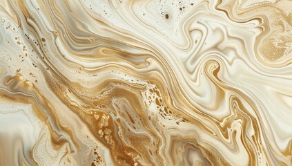 Fototapeta premium A close-up of an abstract painting with swirling patterns in shades of beige...