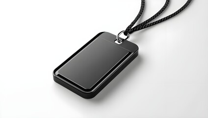 Fototapeta premium a black rectangular tag with a black cord 