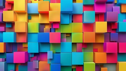 Obraz premium Colorful background with colorful squares, vector illustration, vector art,...