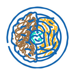 jjajangmyeon korean cuisine doodle icon sketch vector. jjajangmyeon korean cuisine sign. isolated symbol illustration