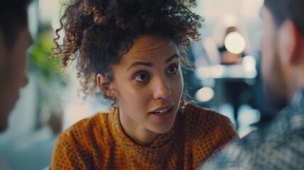 Office environment with a mockup setup for marketing, featuring discussions and a mentor guiding a business student amidst paperwork and collaborative interactions