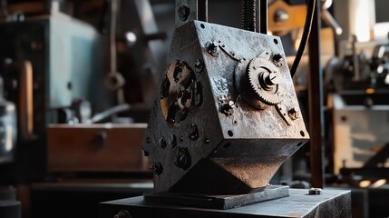 Close Up of Vintage Industrial Machine Gears