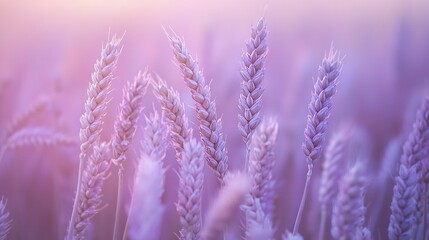 Obraz premium A close-up of Lavender grass with a pink sky in the background