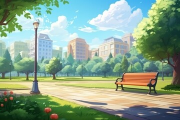 Naklejka premium City park outdoors cartoon.