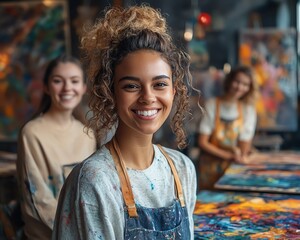 Art therapy workshop with people expressing themselves through painting, emphasizing the therapeutic benefits of creative activities for emotional and mental health