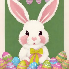 easter bunny with easter eggs