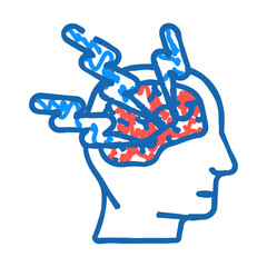 Fototapeta premium neurological disorders neuroscience neurology doodle icon sketch vector. neurological disorders neuroscience neurology sign. isolated symbol illustration