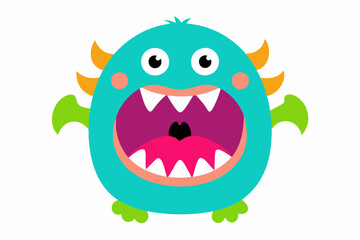 Fototapeta premium funny and cute colourful monsters for halloween with big open mouths as copy space