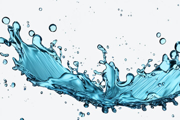Splashing water with air bubbles in a white background.