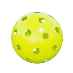 Isolated bright yellow pickleball ball