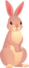 Cartoon hare character. Standing wild rabbit animal