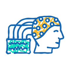 eeg monitoring neuroscience neurology doodle icon sketch vector. eeg monitoring neuroscience neurology sign. isolated symbol illustration