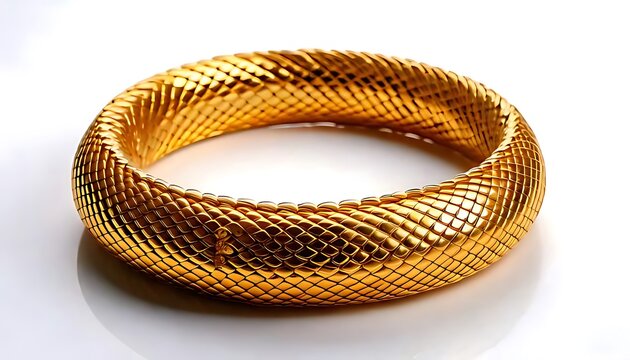 Gold-Colored Smooth Snake Skin Pattern Bracelet with Beads, Showcasing Detailed Handmade Jewelry Design, Featuring Luxury Textures and Artisan Craftsmanship, Ideal for Product Photography and Fashion 