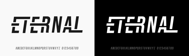 Eternal creative modern geometric urban alphabet font. Digital abstract futuristic, game, techno, robot, music, logo, sport, minimal technology typography. Simple numeric vector illustration