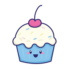 kawaii birthday cupcake