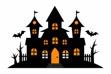 Halloween Haunted House Set Vector illustration Isolated on White Background