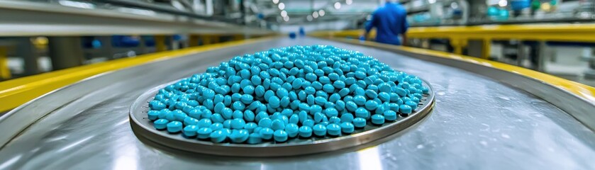 Obraz premium Modern Sterile Production Room Packaging Prescription Pills in Bulk