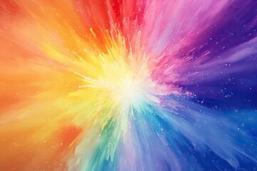 Fototapeta premium A rainbow color splash radiating outward from a central point, mimicking an explosion
