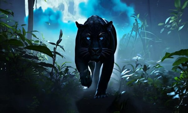 Black Panther In The Moonlight