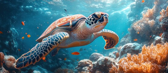 Fototapeta premium Sea Turtle in Coral Reef